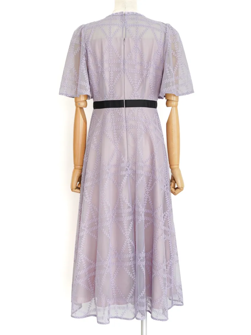 CELFORD（セルフォード） プレイドパターンチュールドレス（ラベンダー