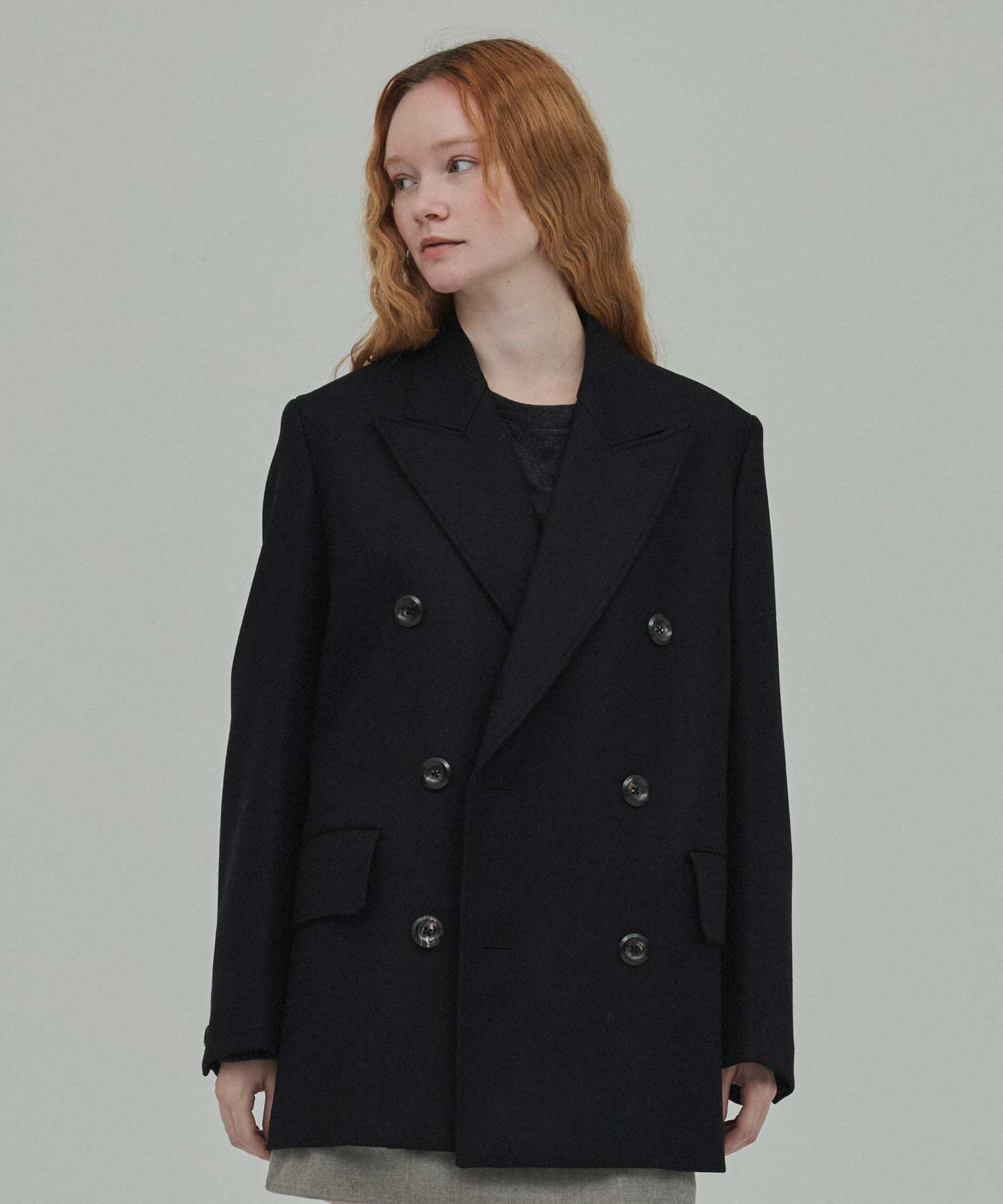 THE DOUBLE PEAKED JUST FIT JACKET(36 BLACK): THE RERACS: WOMENS