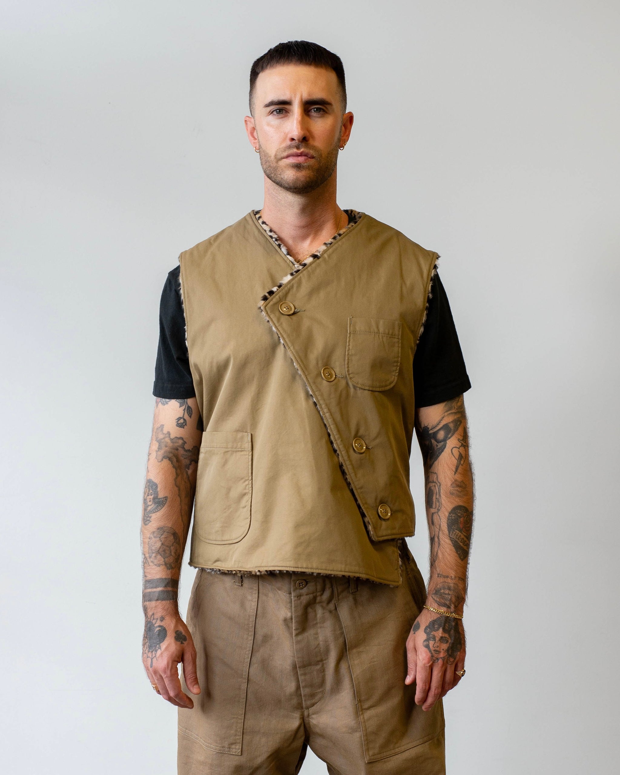 Engineered Garments Over Vest Khaki Nyco Twill – The Foxhole