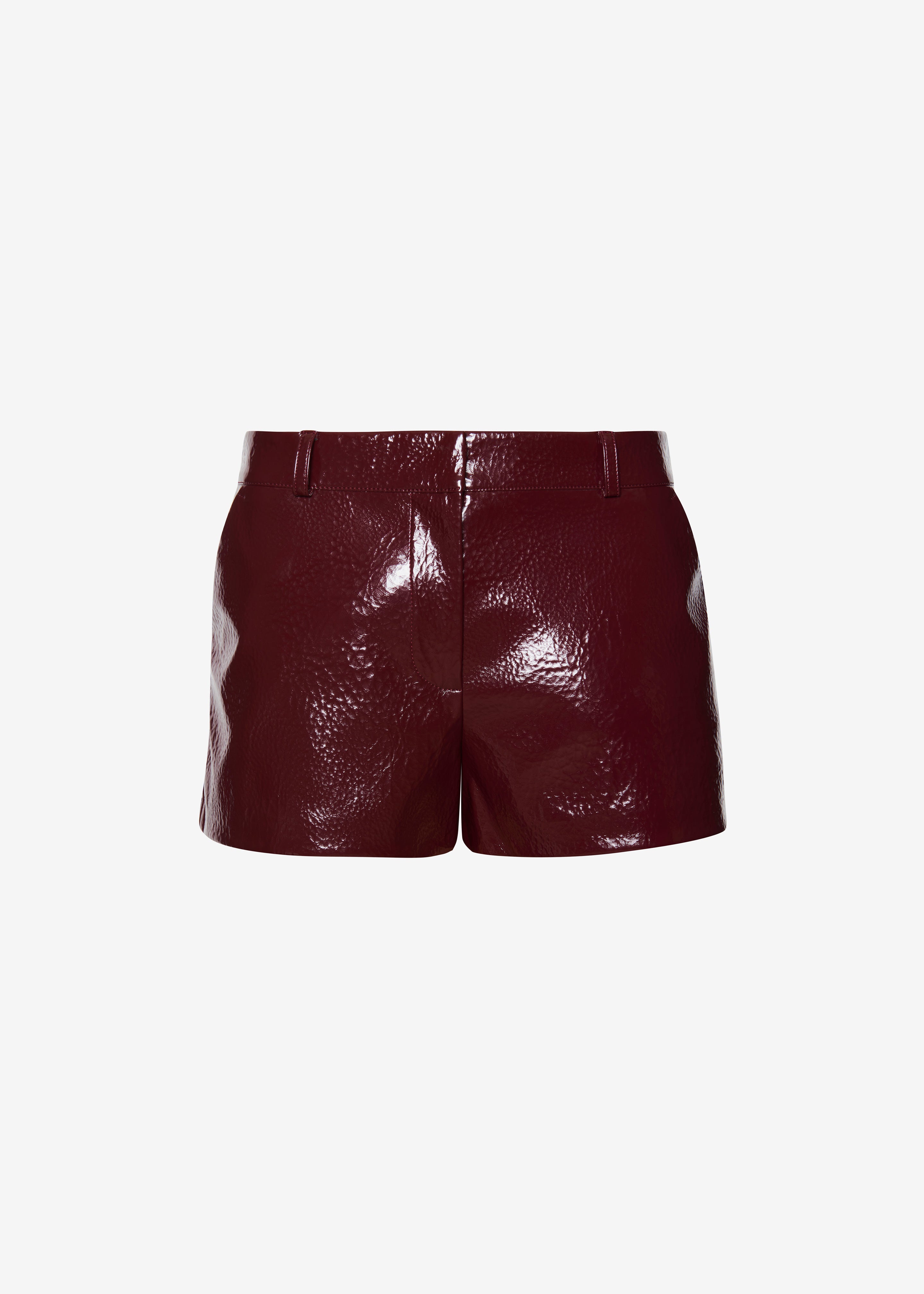 Kate Crackled Faux Leather Mini Shorts - Burgundy – The Frankie Shop