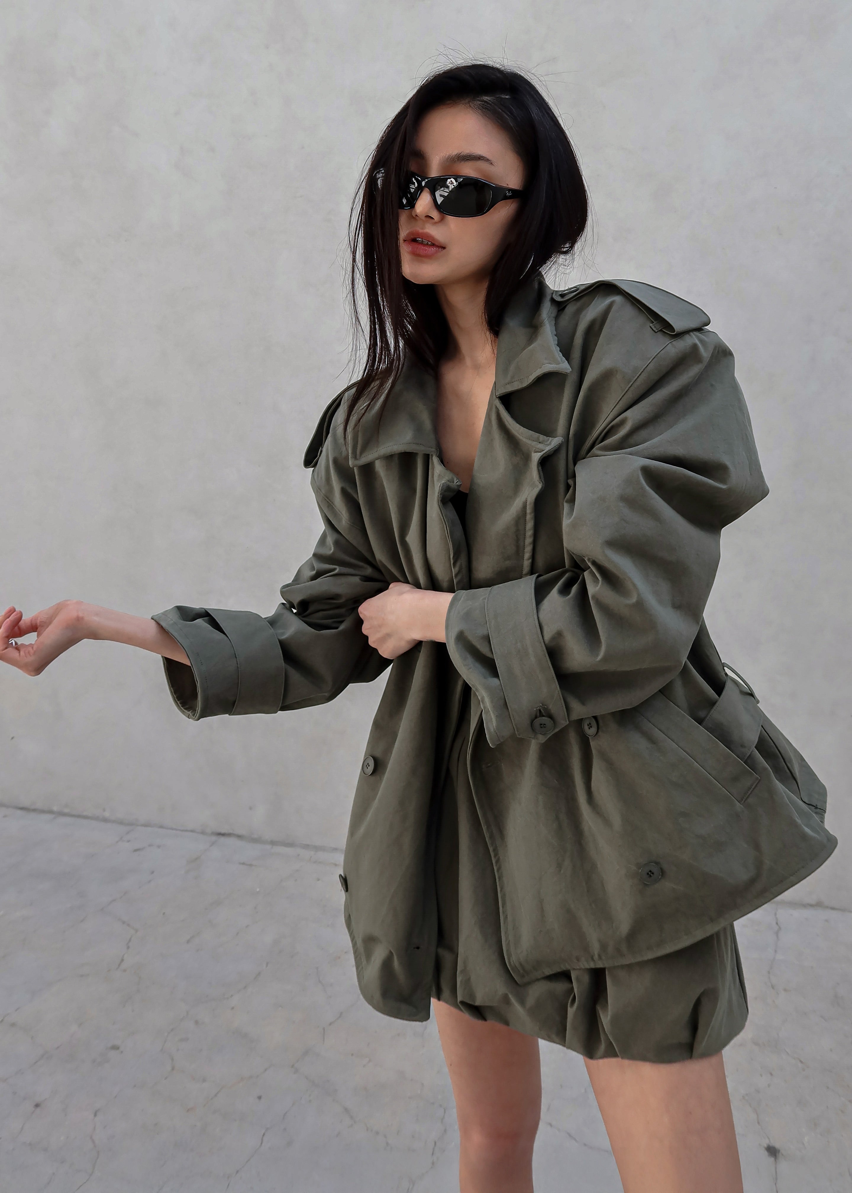Hedley Wired Short Trench - Olive – The Frankie Shop