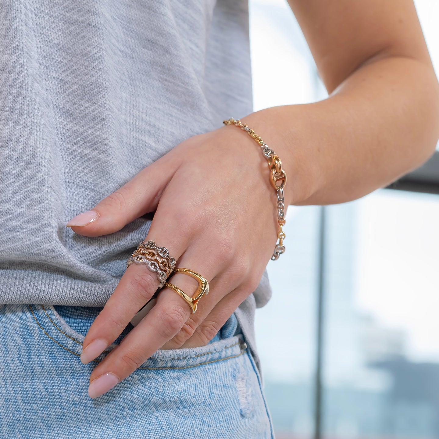 Hoorsenbuhs Dame Tri-Link Antiquated Ring – The Loupe Jewelry