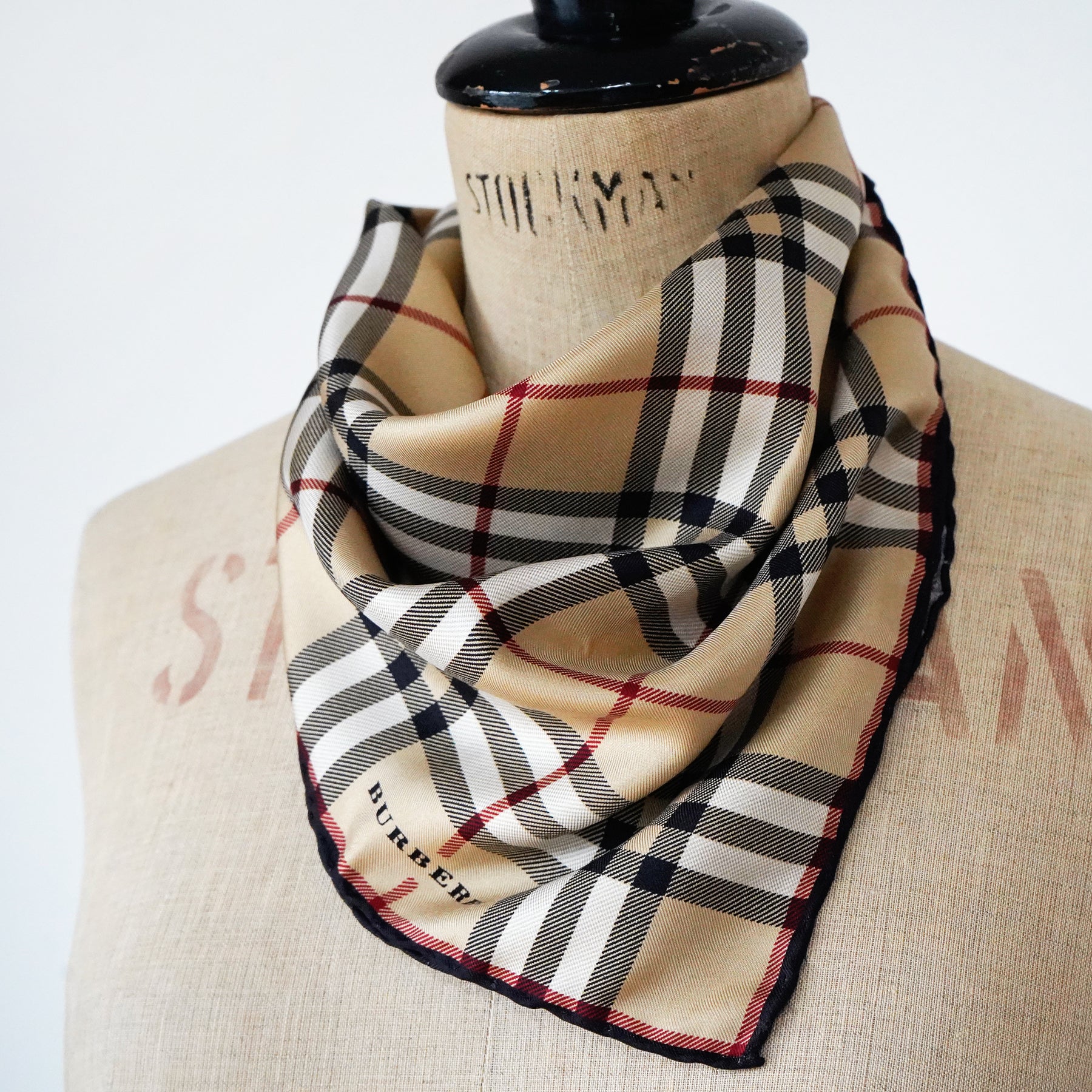 Vintage Burberry Check Silk Scarf / バーバリー NOVA チェックシルク