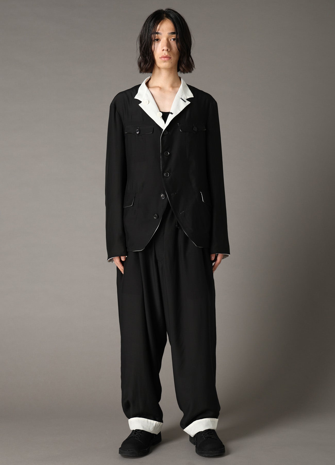 REVERSIBLE STAND COLLAR JACKET – THE SHOP YOHJI YAMAMOTO