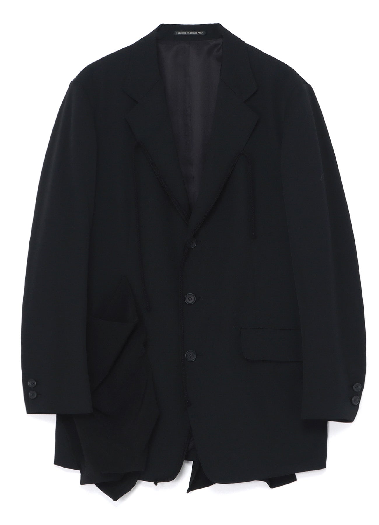 WOOL GABARDINE LEFT SIDE DRAPED JACKET – THE SHOP YOHJI YAMAMOTO