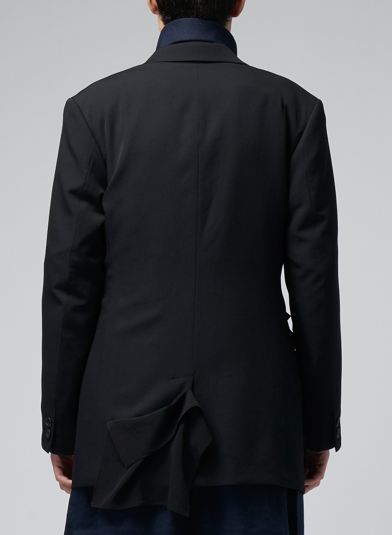 WOOL GABARDINE LEFT SIDE DRAPED JACKET – THE SHOP YOHJI YAMAMOTO