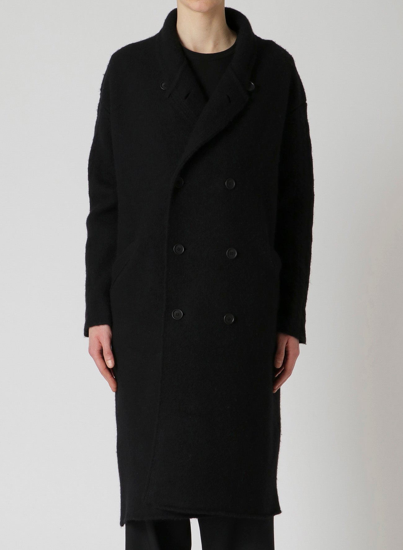 3G WOOL FELT FULLED SHAWL COLLAR COAT – THE SHOP YOHJI YAMAMOTO
