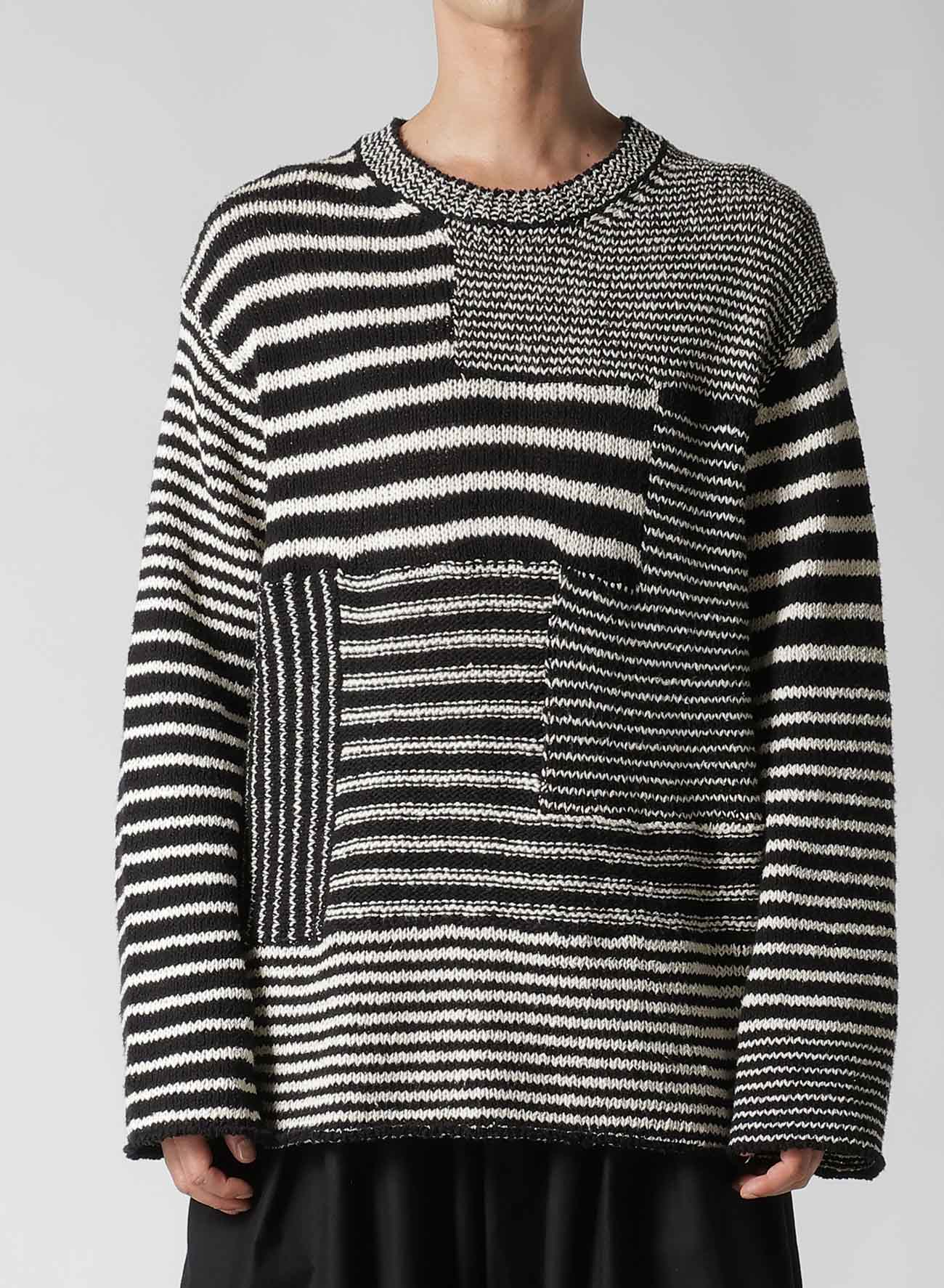 3G1P BORDER ROUND NECK KNIT – THE SHOP YOHJI YAMAMOTO