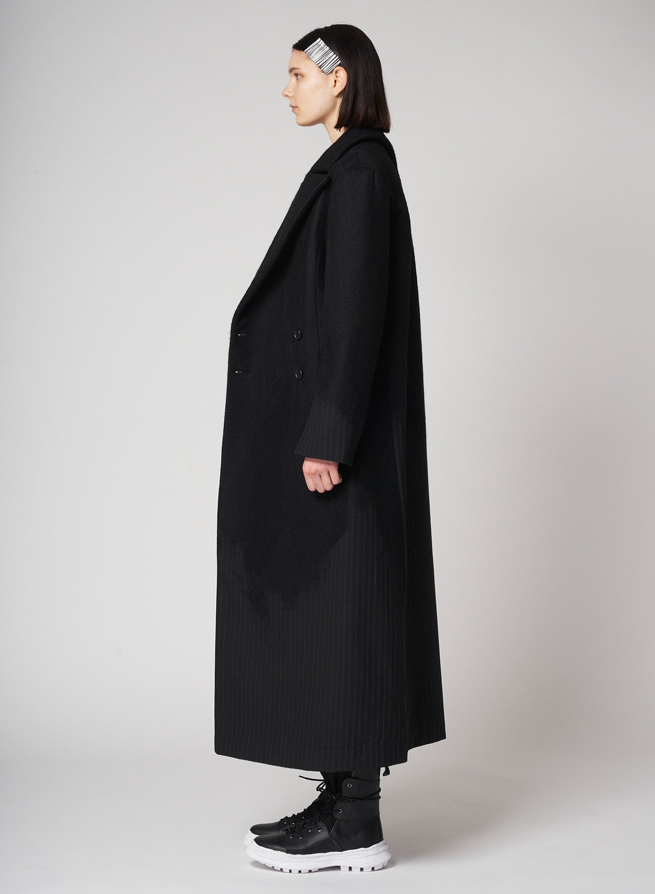 Needle Stripe Double Front Long Coat – THE SHOP YOHJI YAMAMOTO