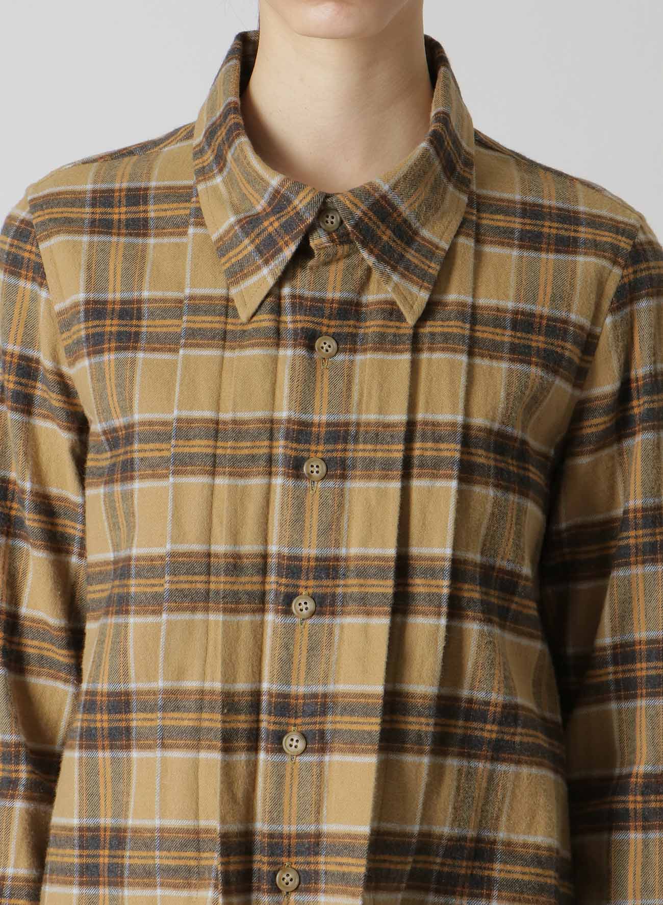 PLAID FLANNEL SHIRT WITH FRONT PLEATS – THE SHOP YOHJI YAMAMOTO
