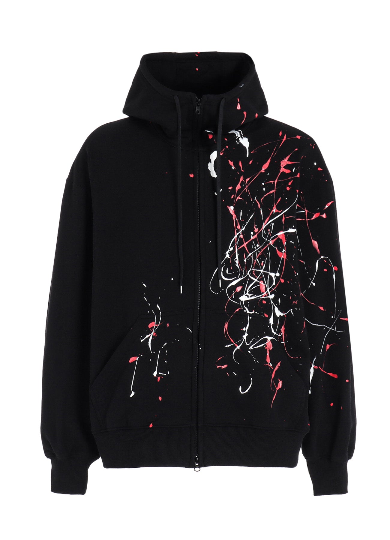 FRENCH TERRY SPLASH PAINTED ZIP-UP HOODIE RED – THE SHOP YOHJI