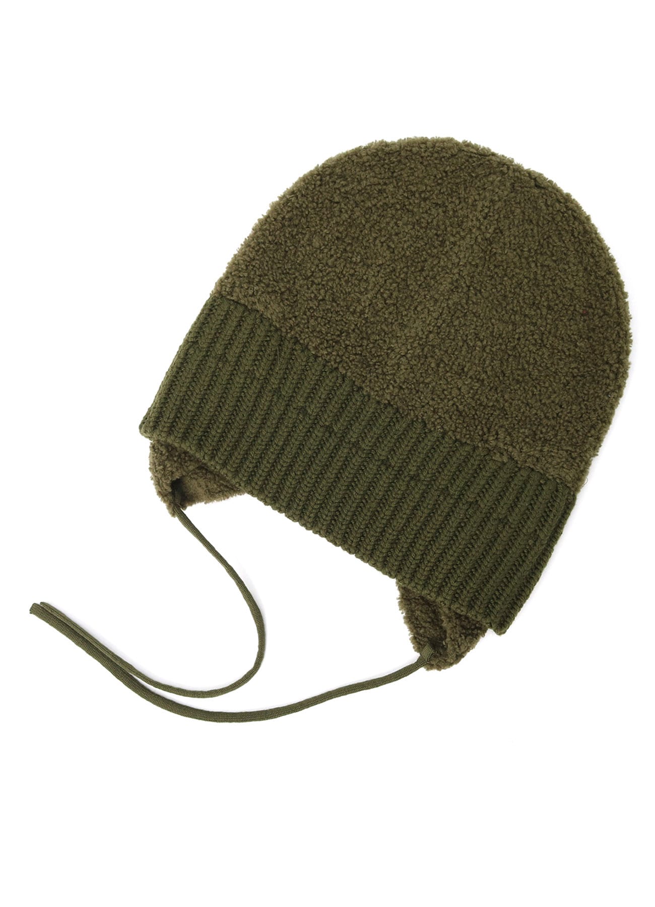 Wool boa+EX FineMerino Wool FLIGHT KNIT CAP(FREE SIZE khaki