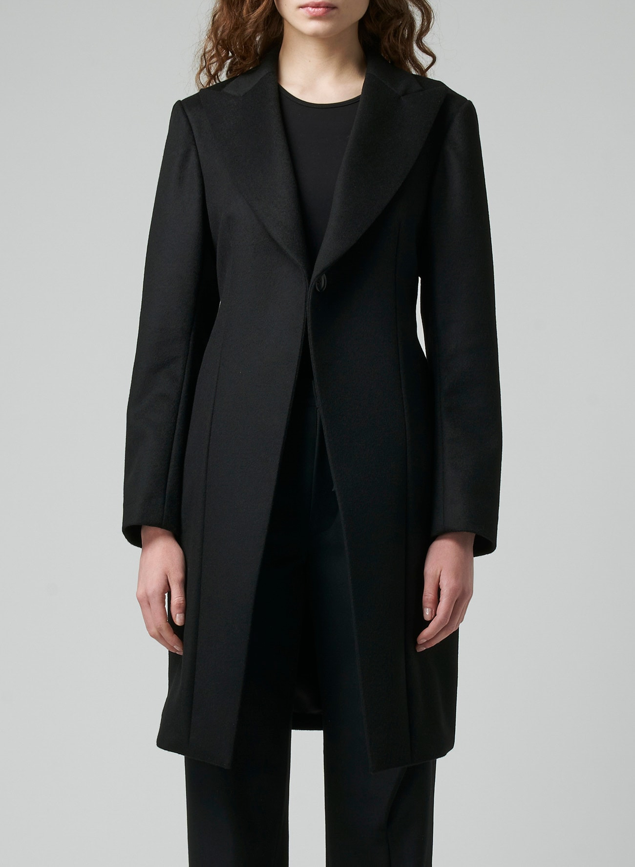 W/CA BEAVER PEAKED LAPEL SINGLE B JACKET(XS Black): Vintage