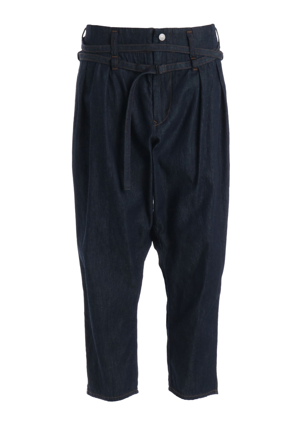 8OZ BIO DENIM SLIM BELTED POINT PANTS(XS Indigo): Yohji Yamamoto