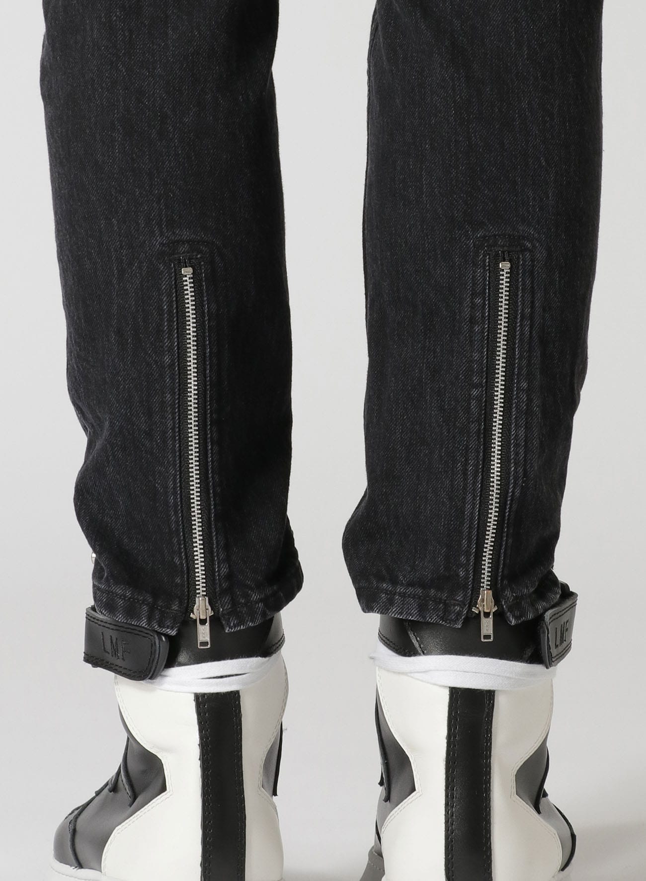 Black Denim Front Open Design Pants(XS Black): Vintage｜Special