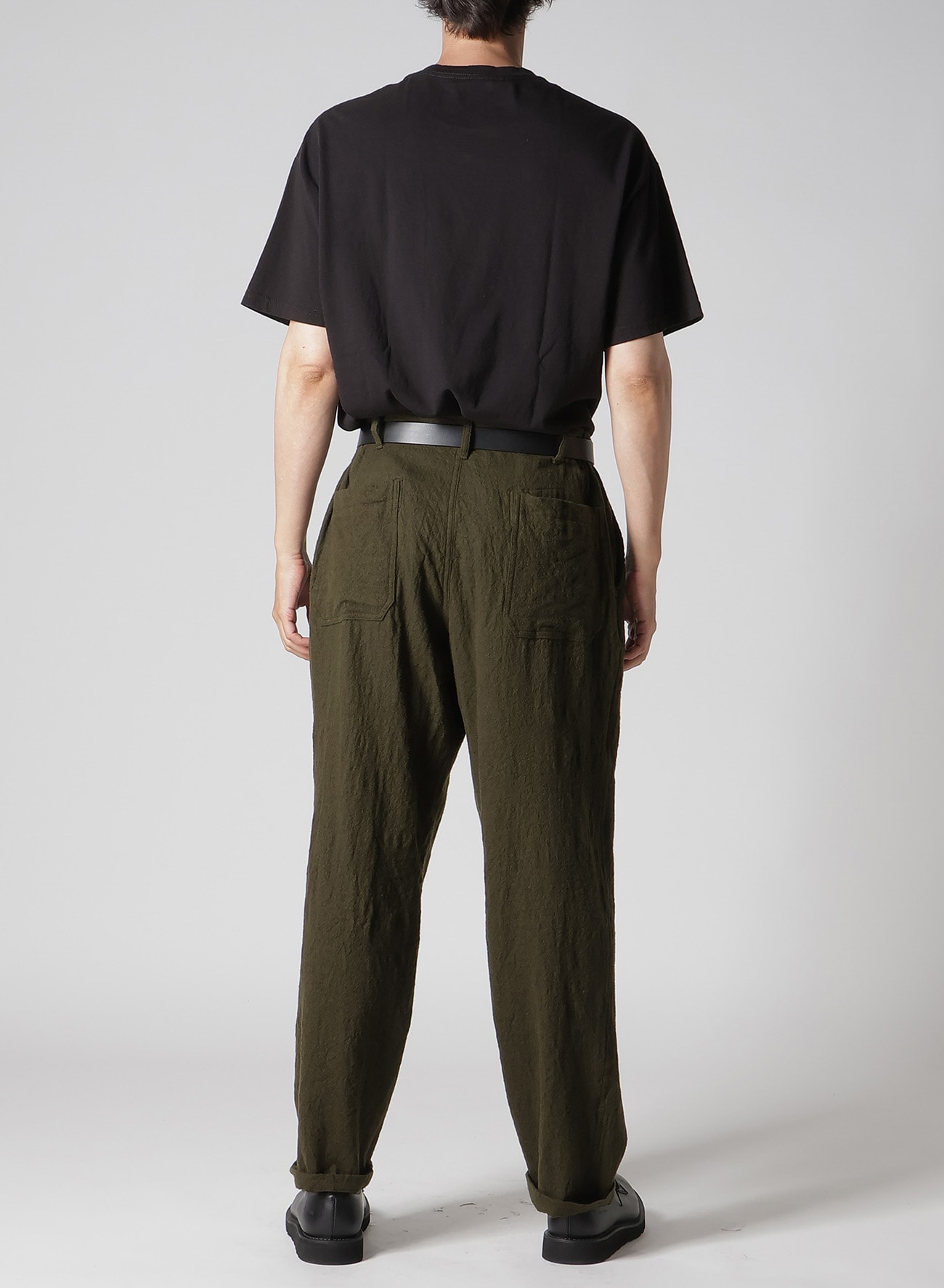 Y's for men × MASSES】 SHRINK SERGE SIDE ELASTIC PANTS(S Khaki