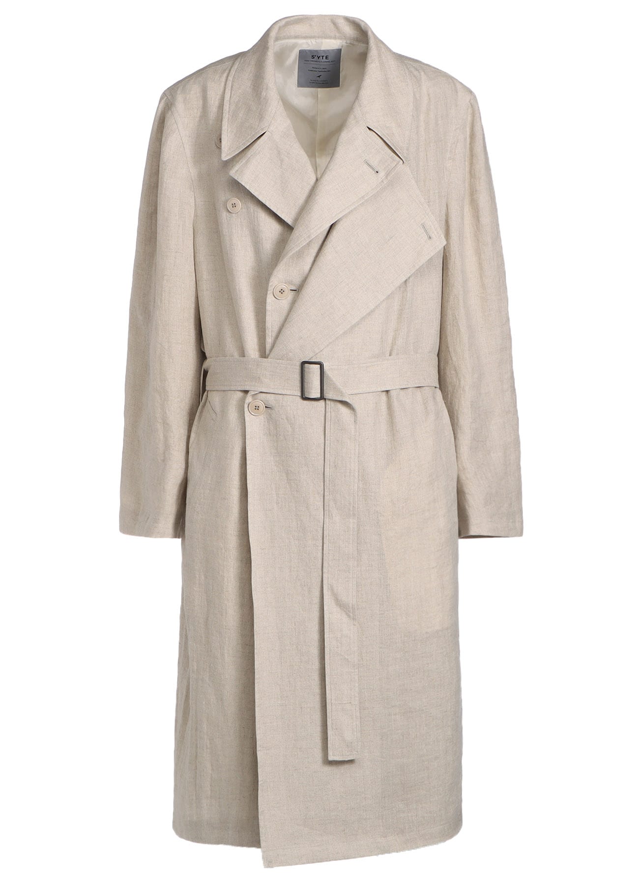 LINEN GAUZE DOUBLE-BREASTED COAT WITH DOUBLE-TAILORED LEFT FRONT(M