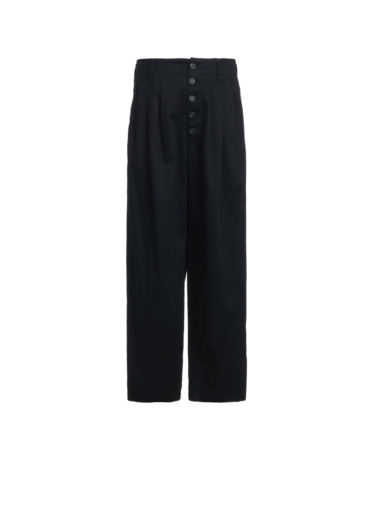 COTTON TWILL 3-TUCK WIDE TROUSERS WITH SIDE STRIPES(M Black): S