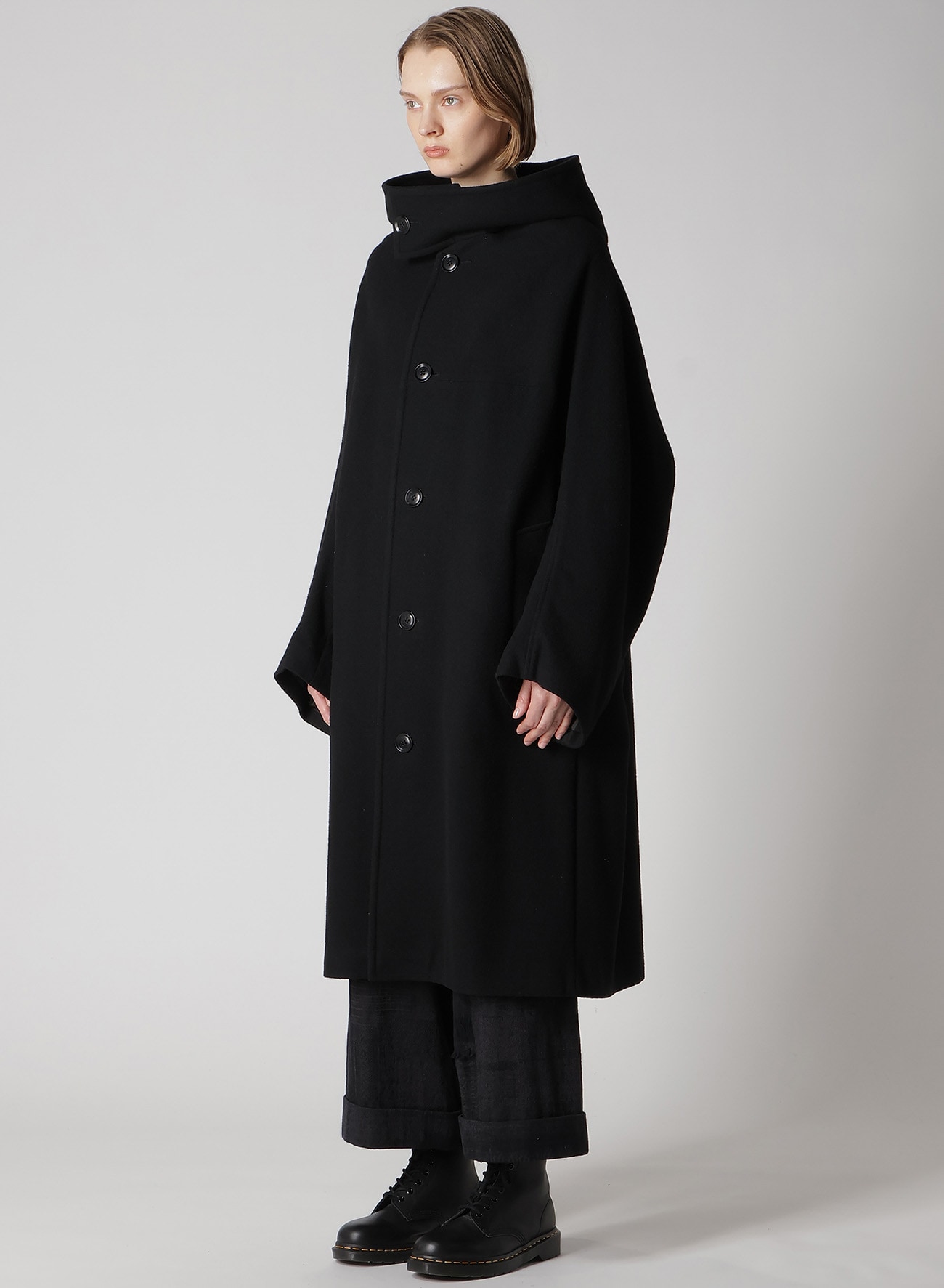 AIRY MOSSER LONG CAPE COAT(XS Black): Y's｜THE SHOP YOHJI YAMAMOTO