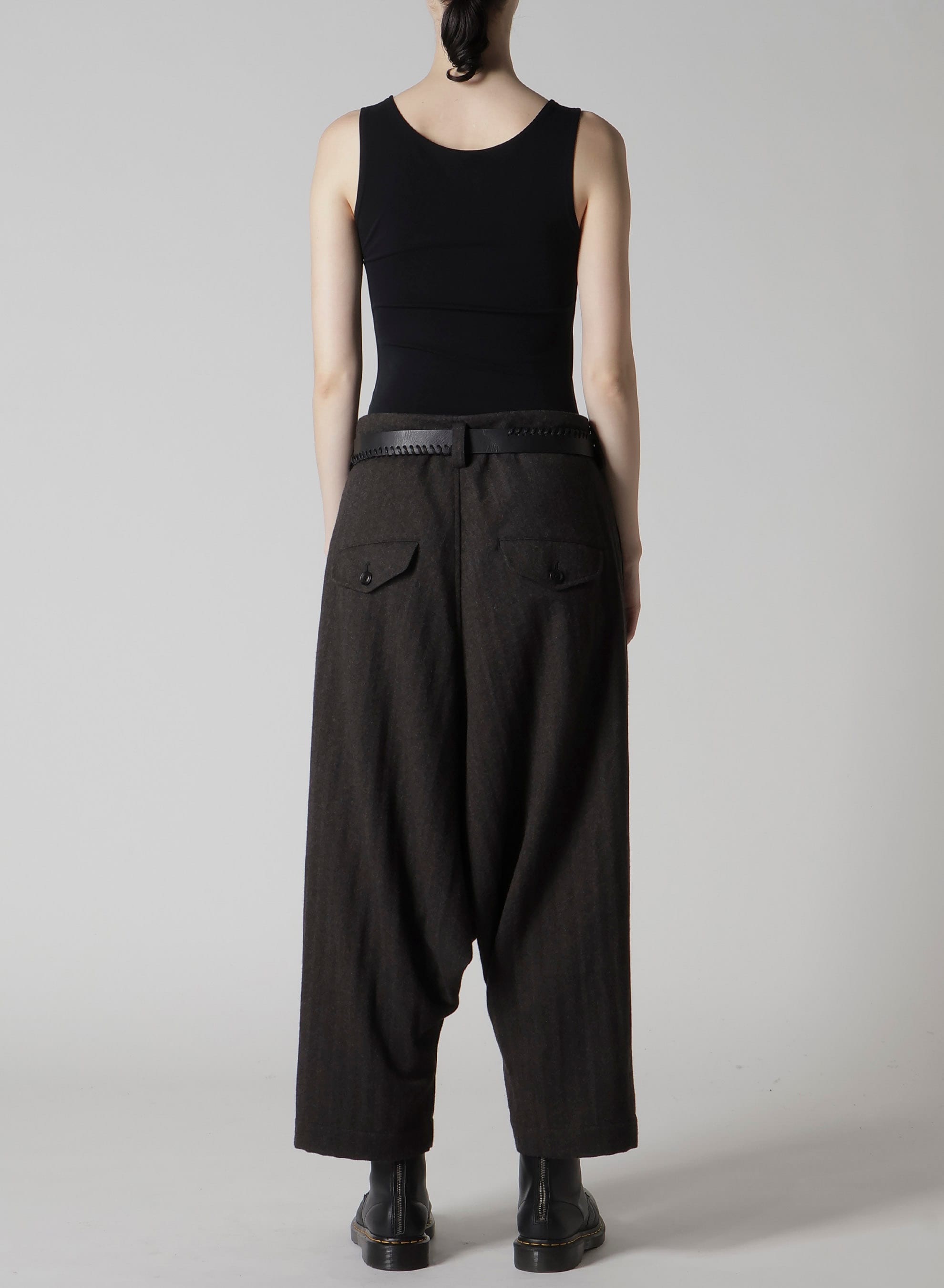 W/NY HERRINGBONE 2-TUCK SAROUEL PANTS(XS Brown): Soldes｜THE SHOP