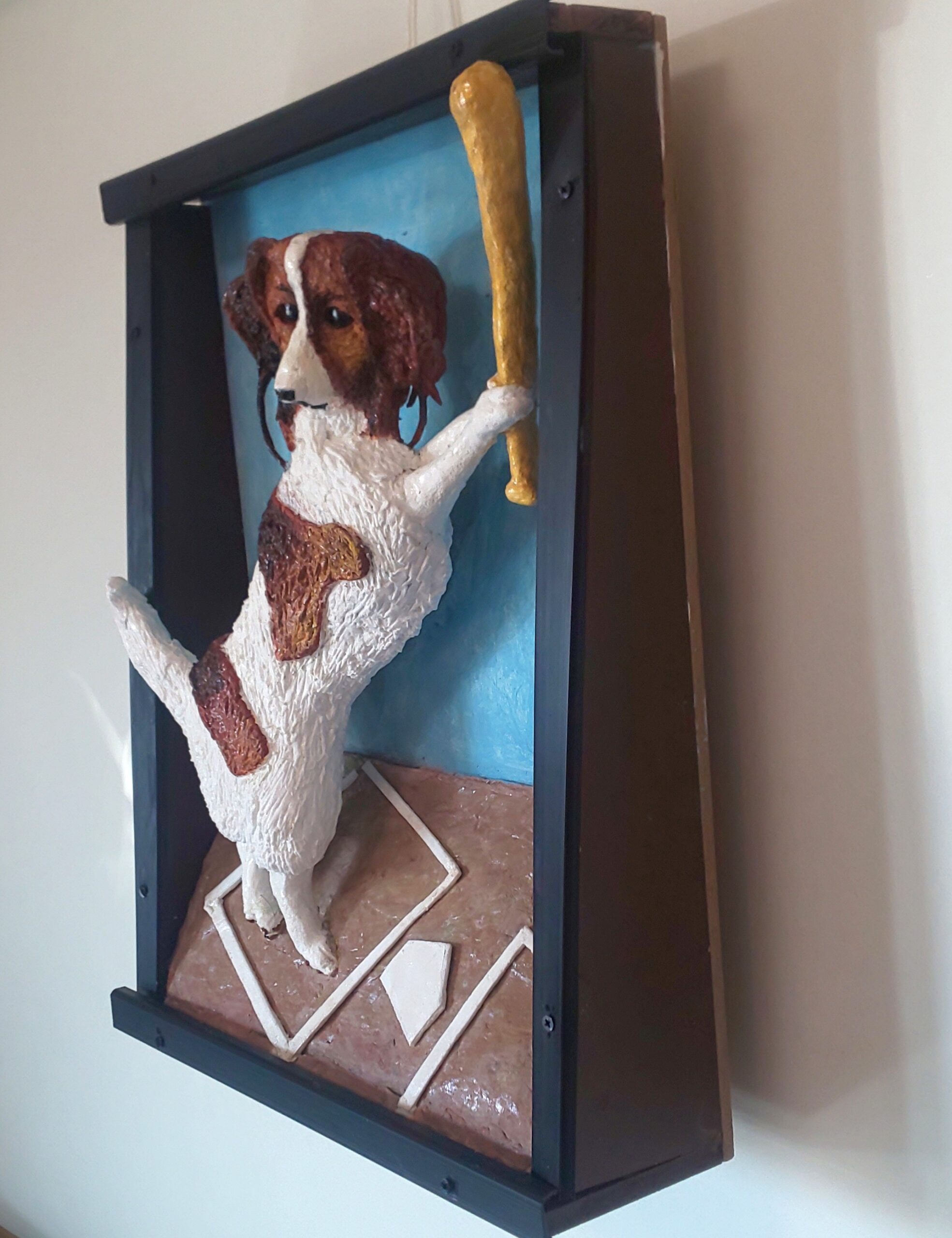 デコピン、打席に立つ」（立体絵画）） | 山川善作 ｜インテリア絵画