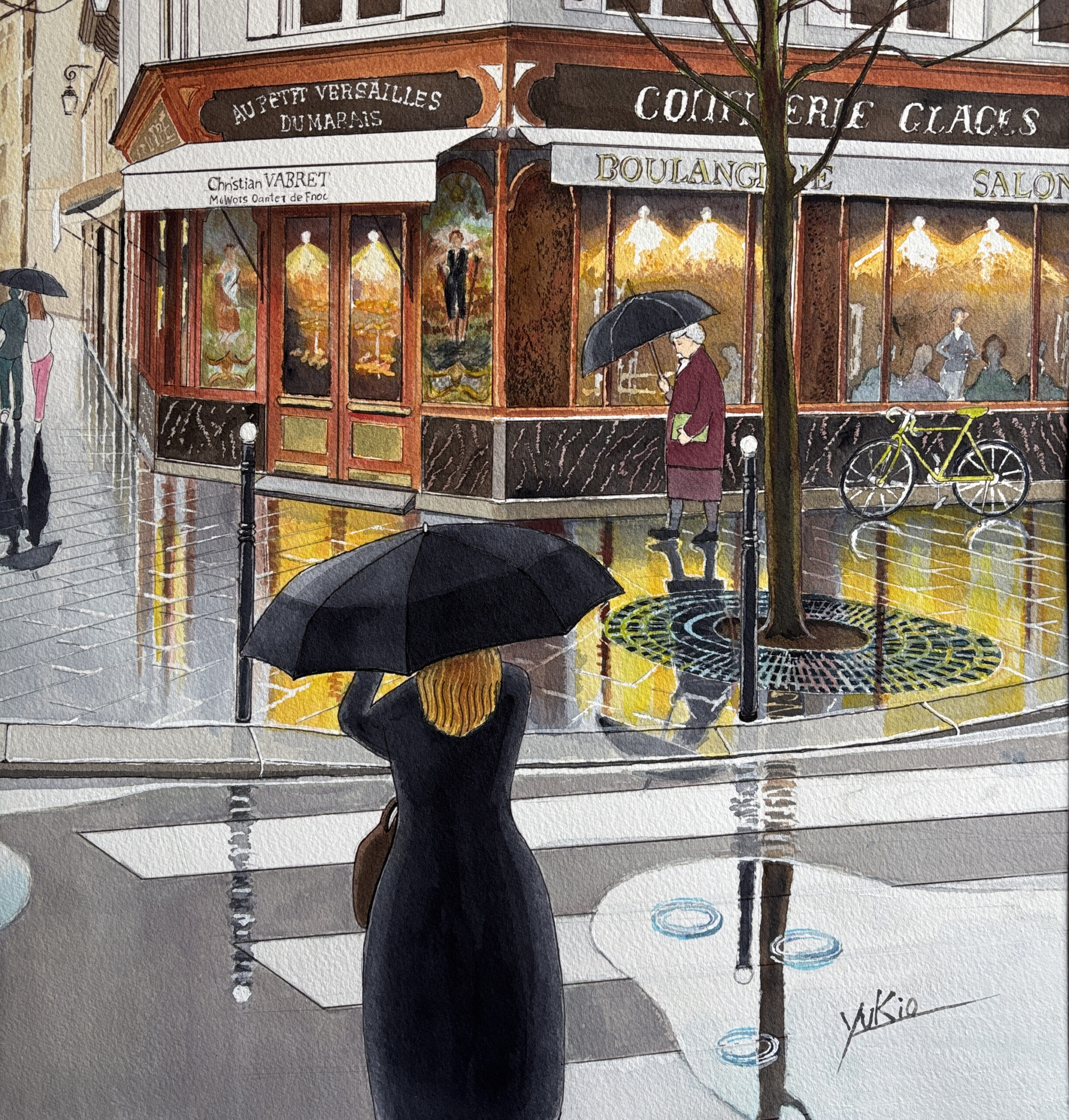 雨降る街角 | いしげ ゆきお ｜インテリア絵画 アートの専門通販