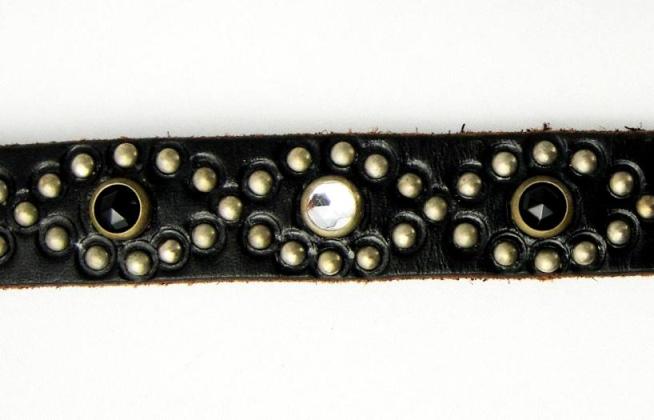 正規取扱 HTC #STYLE-D Black & Clear Stone Narrow Studs Belt