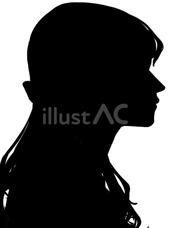 女性横顔シルエットイラスト - No: 25741850｜無料イラスト・フリー