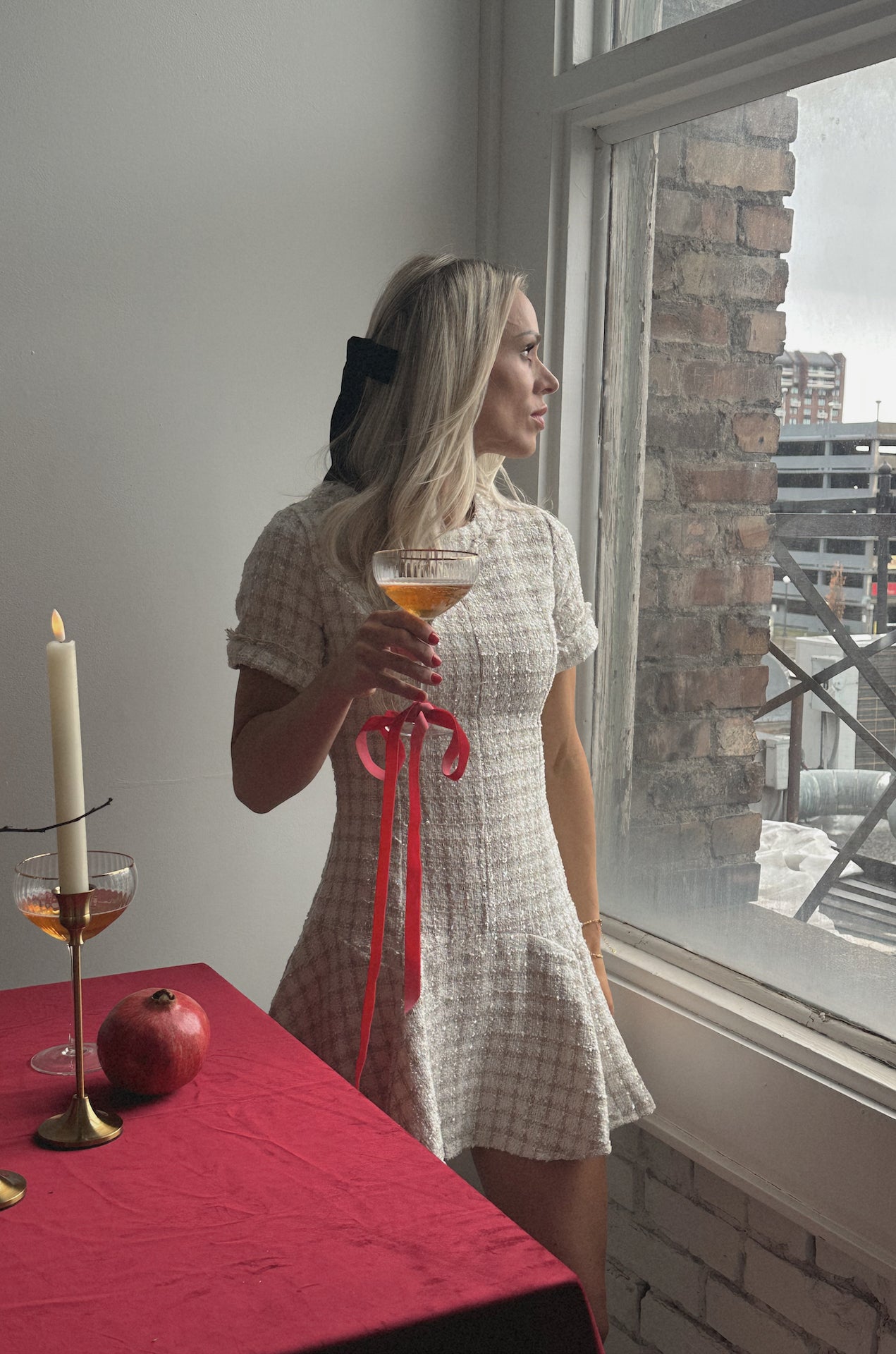 White Tweed Mini Dress