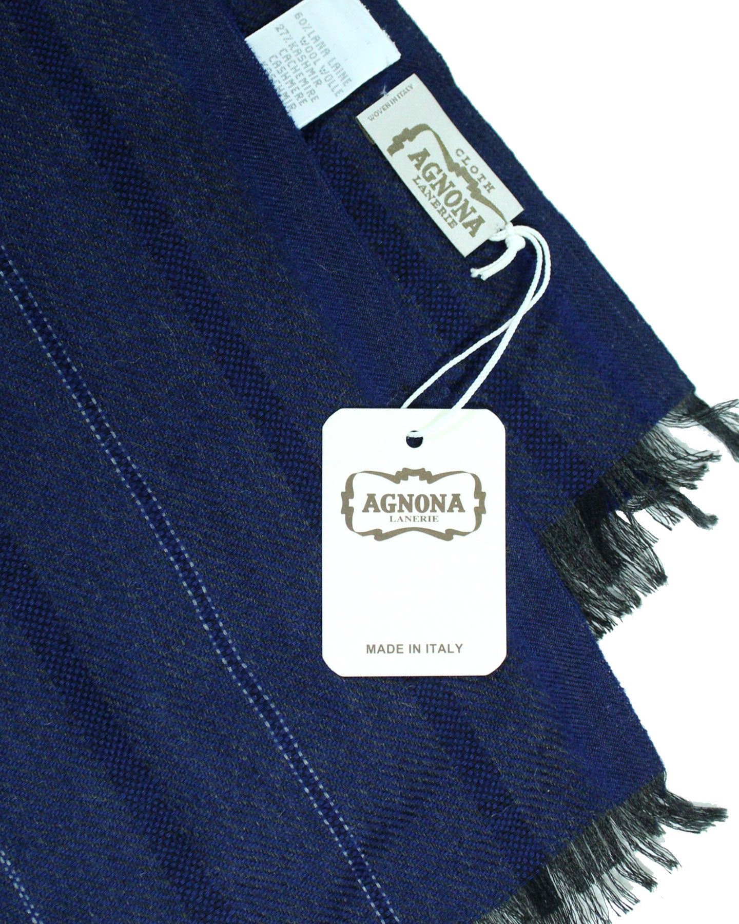 Agnona Scarf Dark Blue Stripe - Wool Cashmere Shawl - Tie Deals