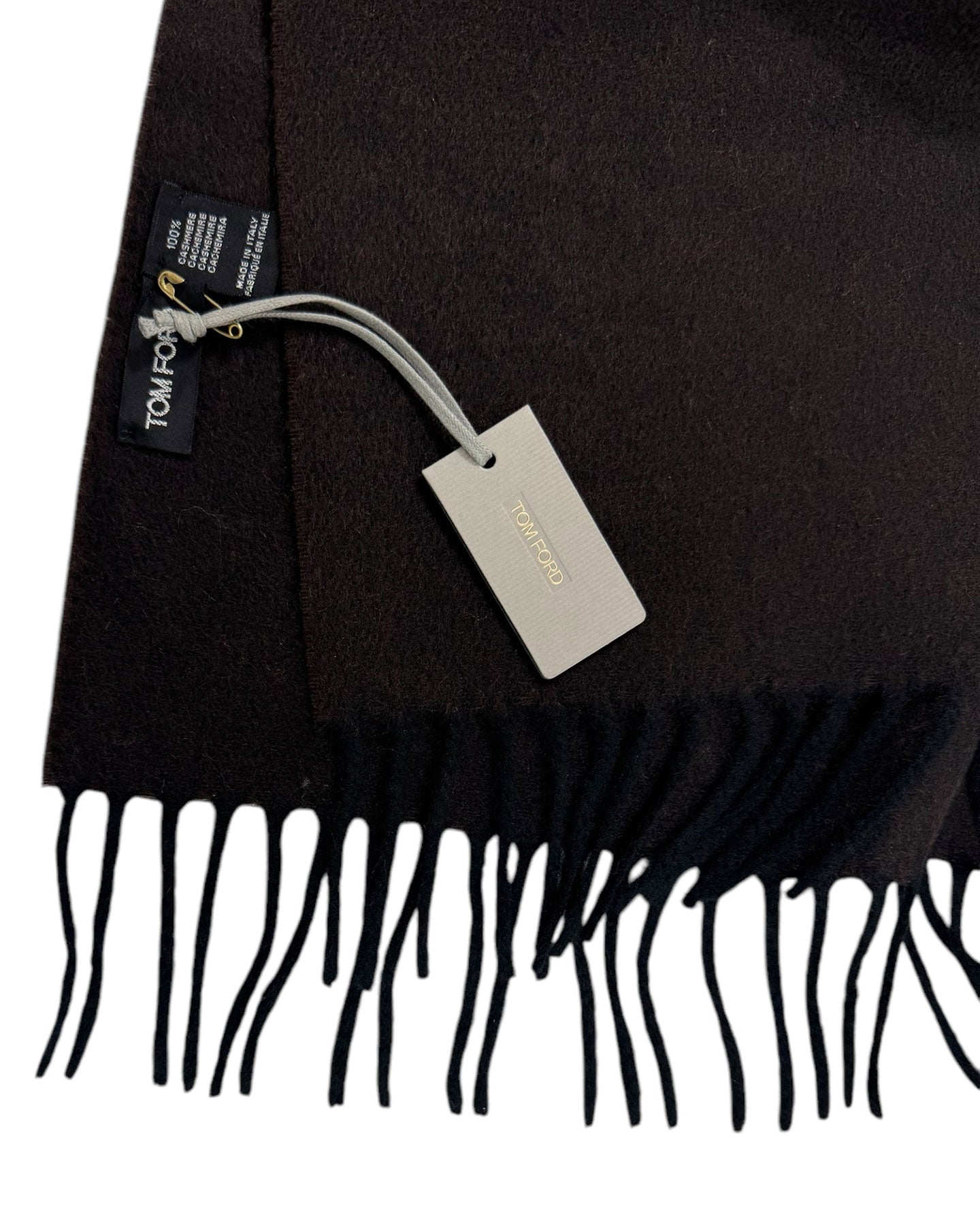 Tom Ford Cashmere Scarf Dark Brown Fringe - Tie Deals