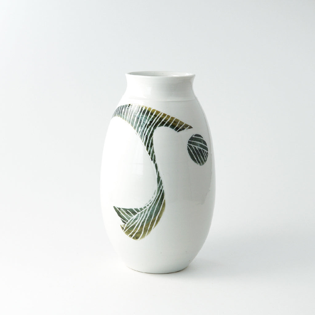 玄彩窯 白い陶器の花瓶 木箱付き 玄彩窯白い陶器の