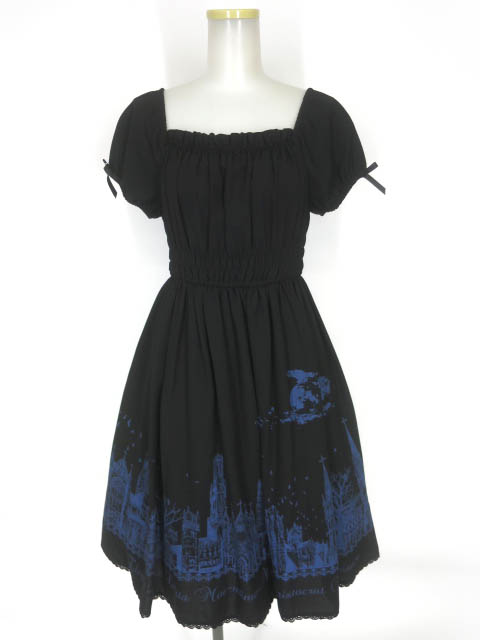 Moithe 燭台ロゴレースジャボ 黒×青 美品 モワティエ ブラックネイビー