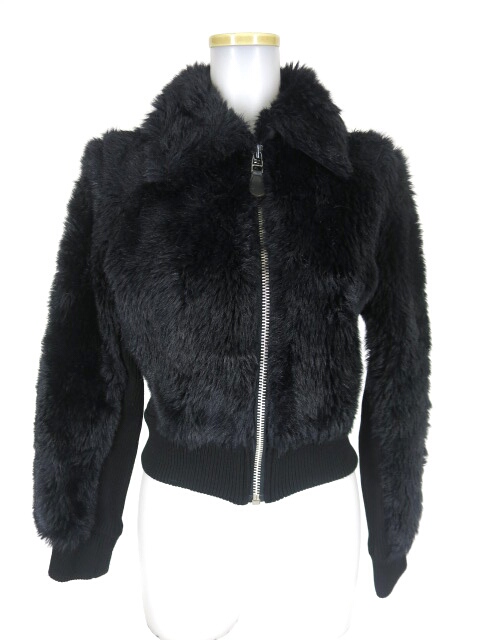 Gaultier Jean's リブニット切替フェイクファージップアップブルゾン