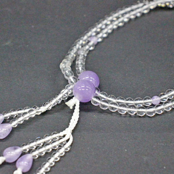 天然石念珠 水晶×藤雲石 8寸 絹房 かがり梵天 創価学会 数珠 – 創価