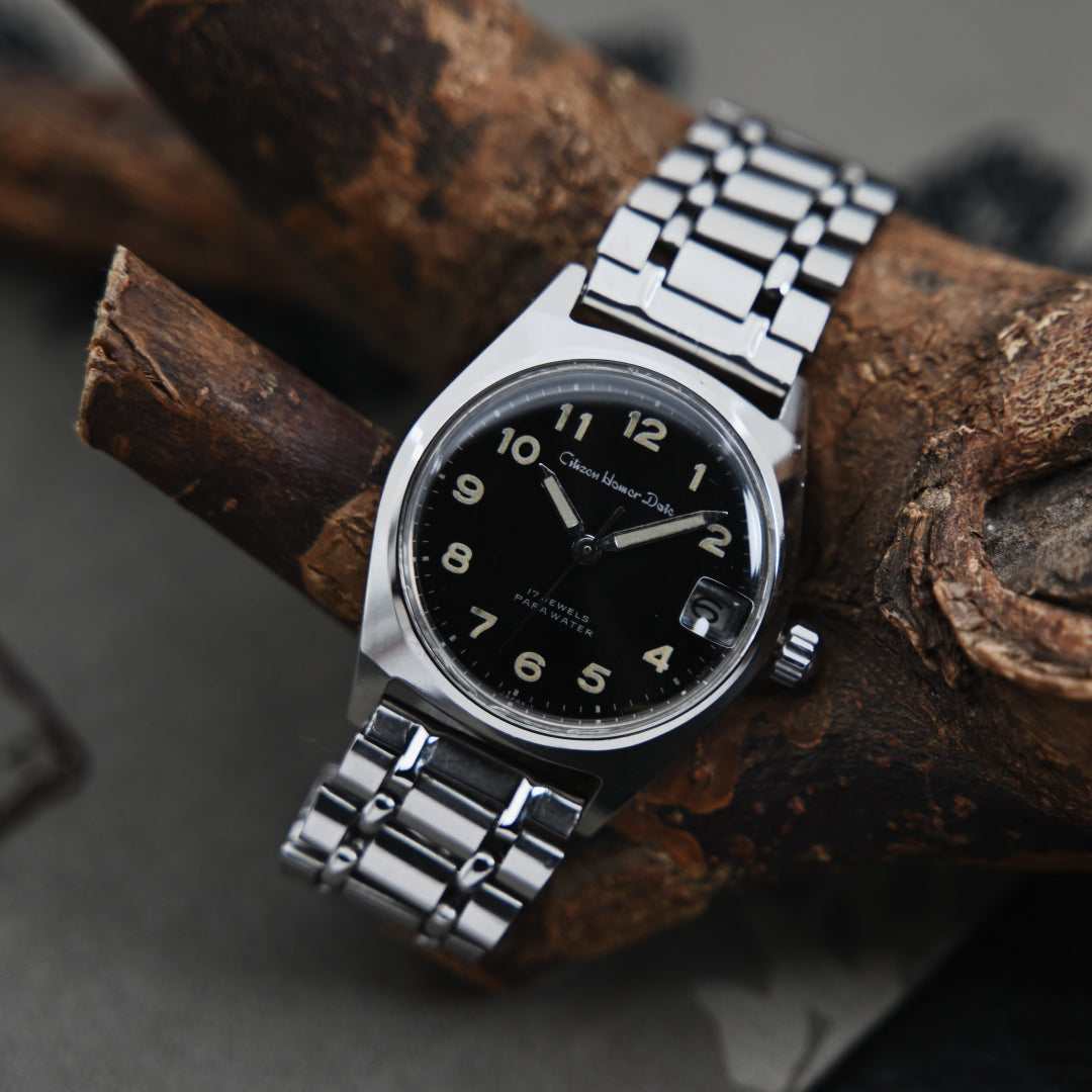 シチズン ホーマーデイト ブラックダイアル アラビア文字 手巻き