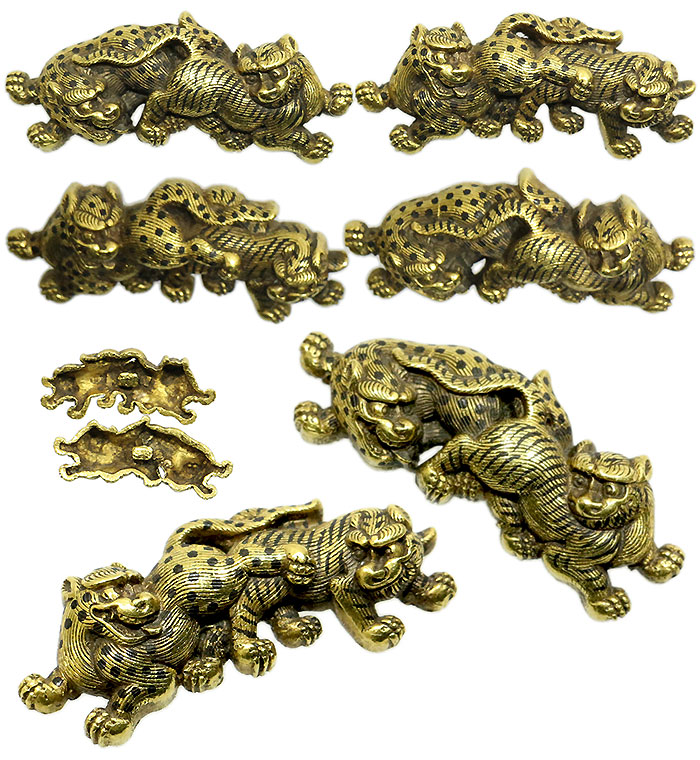 日本刀の目貫・金無垢地親子虎図｜日本刀・刀剣販売専門・東京【十拳