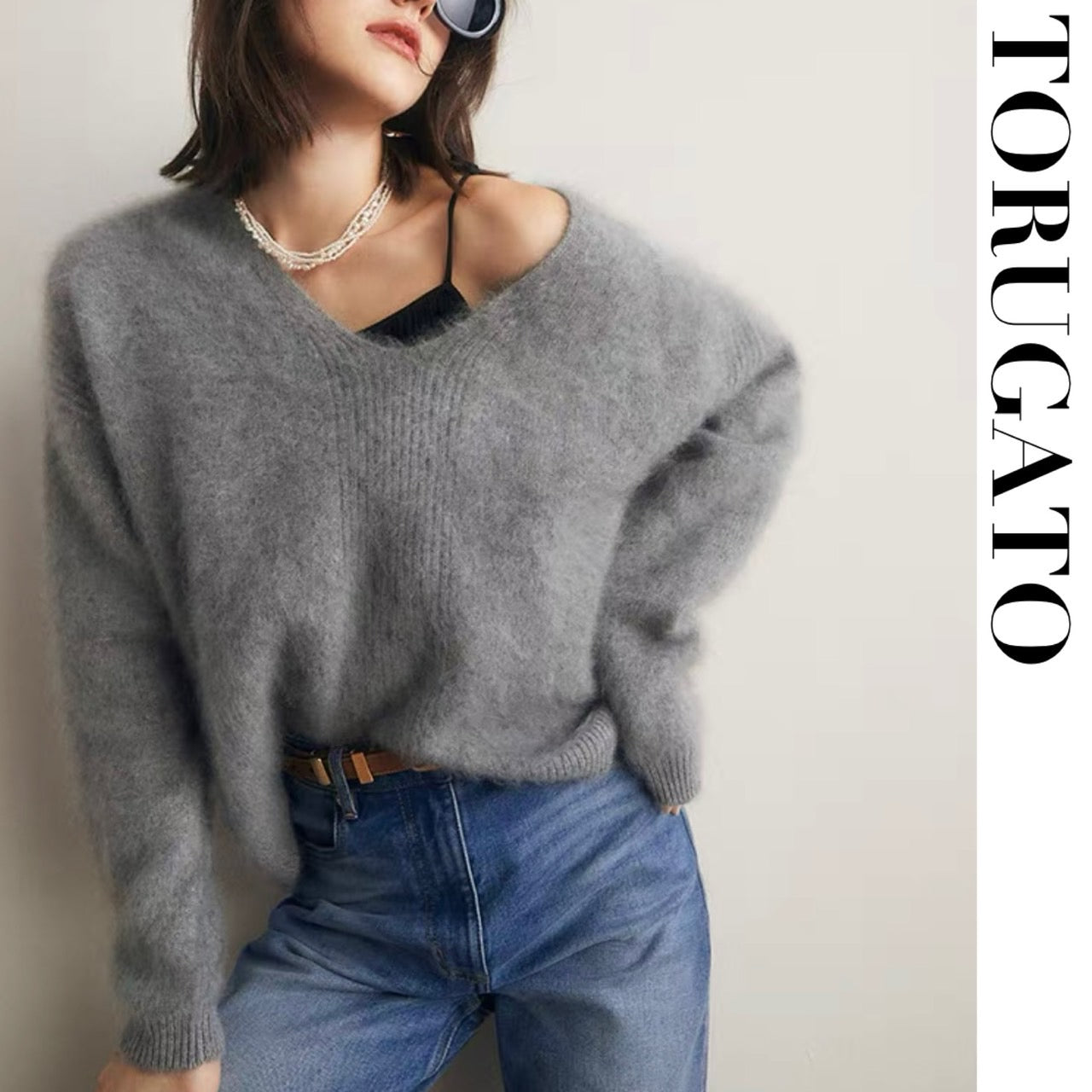 モヘアVネックニット – TORUGATO