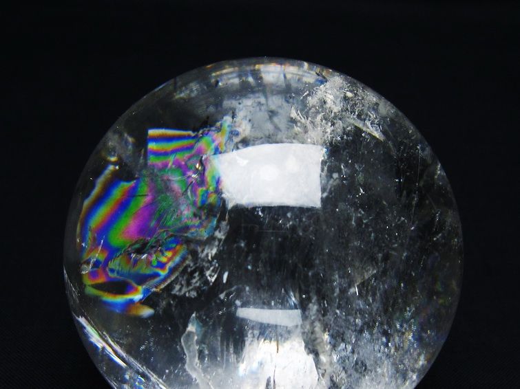 水晶 丸玉 虹入り 65mm スフィア 置物 水晶玉 一点物 151-8816