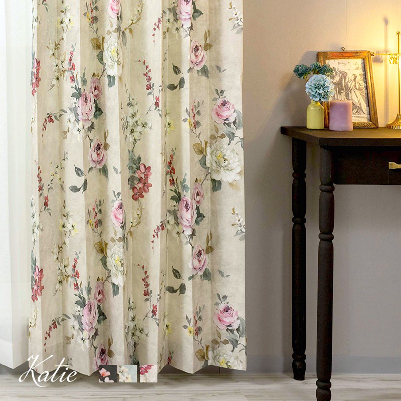 楽天市場】[既製サイズ]カーテン おしゃれ カーテン 花柄 ばら バラ