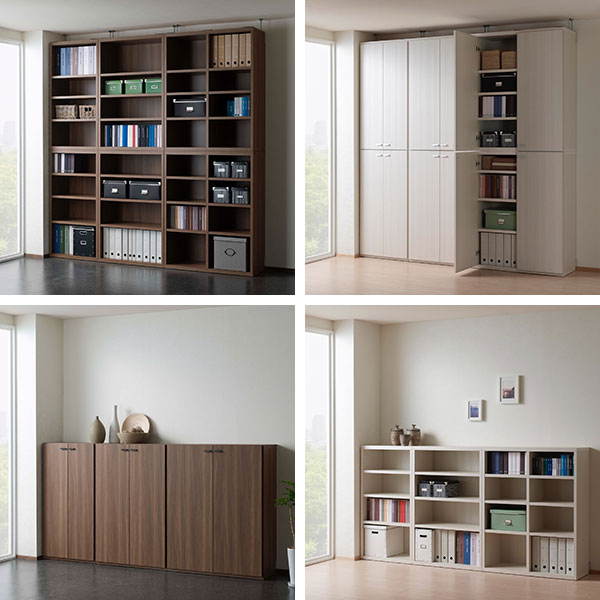 楽天市場】リビングシェルフ システムラック 幅90cm 扉付 ラック単品