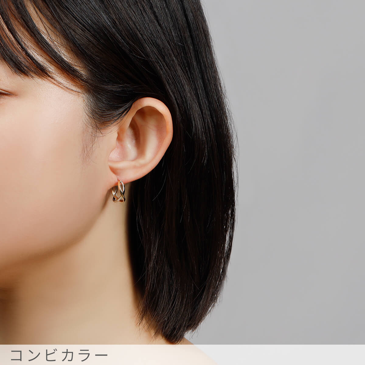 楽天市場】【即納可】 地金 フープ ピアス クロス コンビカラー 18金