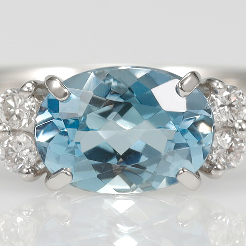 楽天市場】アクアマリン ダイヤモンド リング 0.6カラット 18金