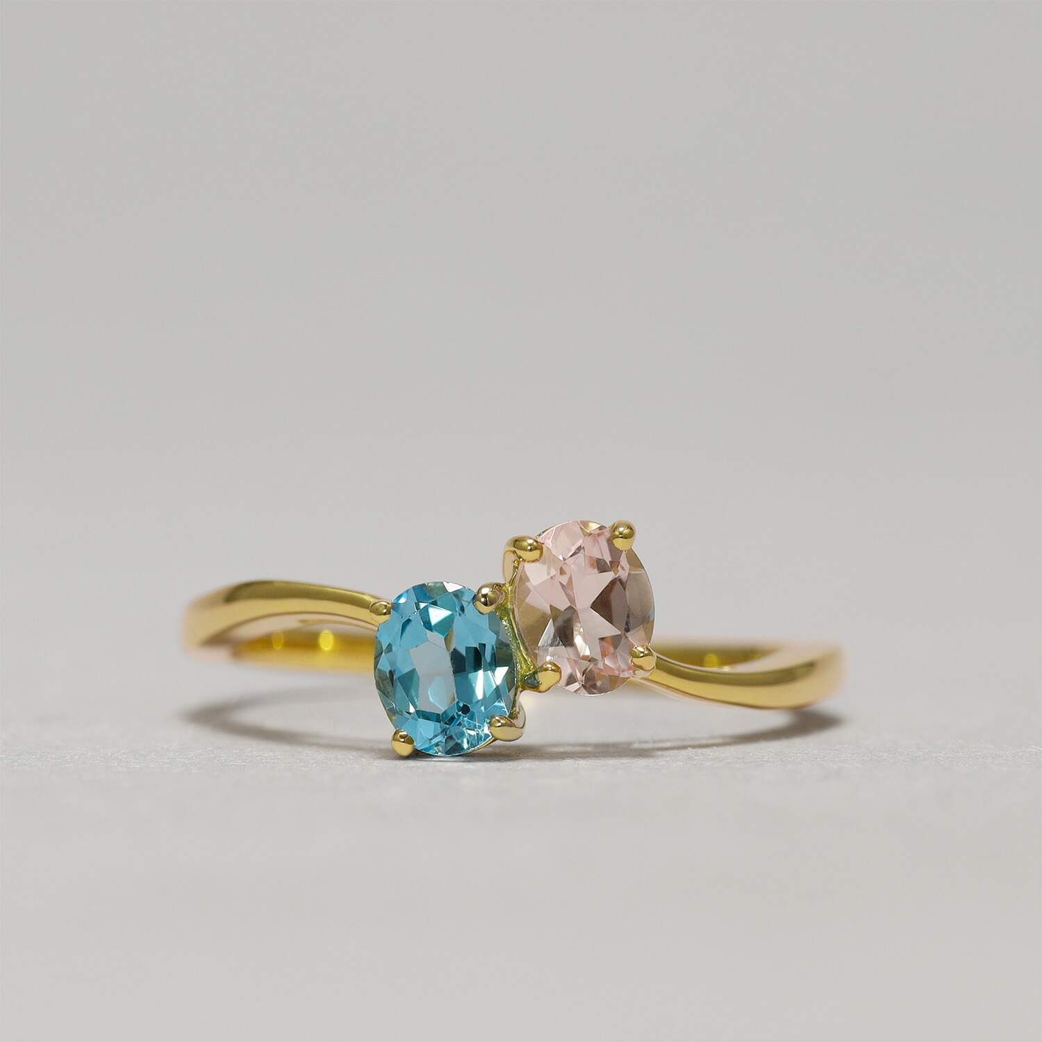 楽天市場】ブルートパーズ モルガナイト リング 18金 イエローゴールド