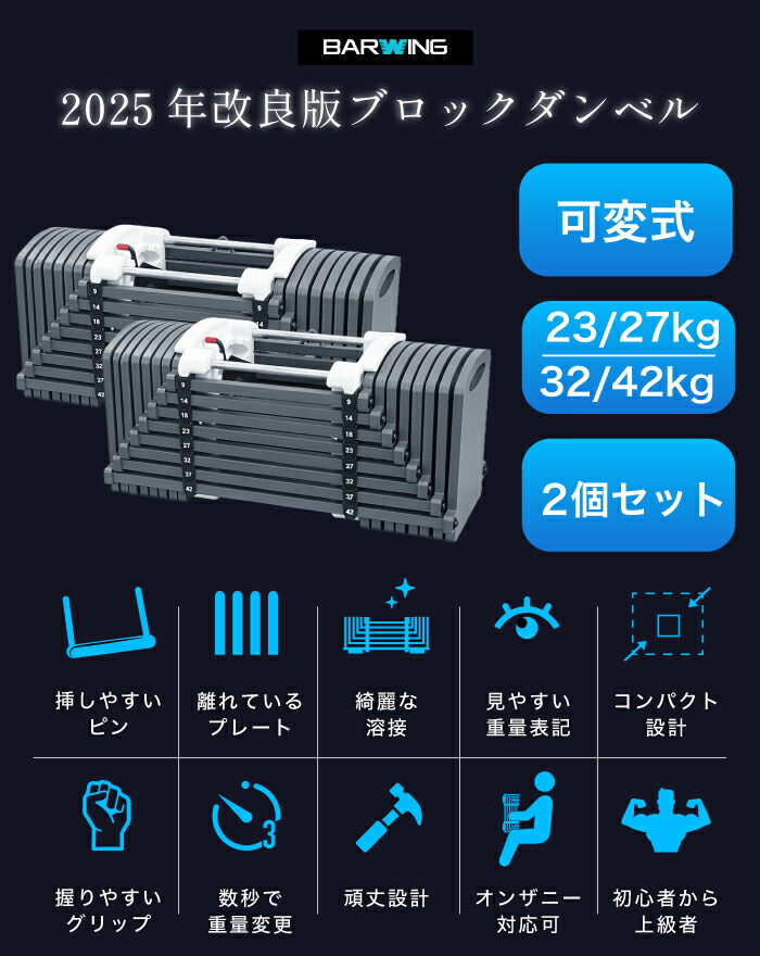 楽天市場】□2/23迄 最大2,000円OFF□ 可変式ダンベル 2個セット 23kg