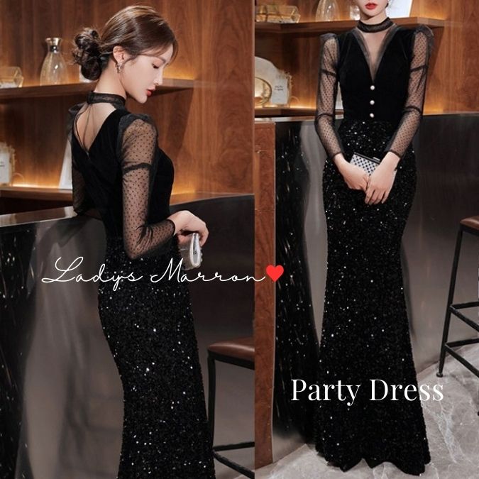楽天市場】イブニングドレス スパンコールドレス ロングドレス