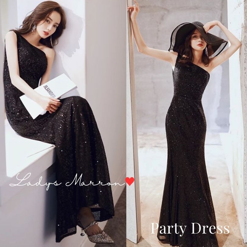 楽天市場】スパンコールドレス イブニングドレス 黒 チャイナドレス