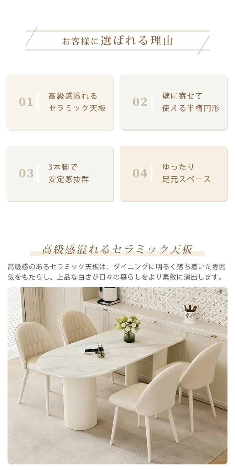 楽天市場】ダイニングテーブル セラミック 4人掛け 140cm テーブル 白