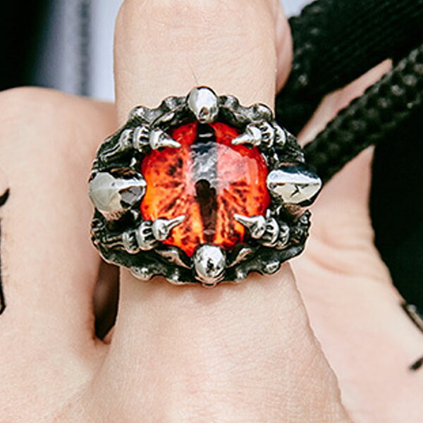 楽天市場】スカルスネークレッドアイステンレスリング（ERB082）サイズ