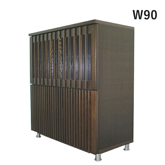 浅川木工 ヴィンテージ風 食器棚 90 飾り棚 キャビネット ダーク